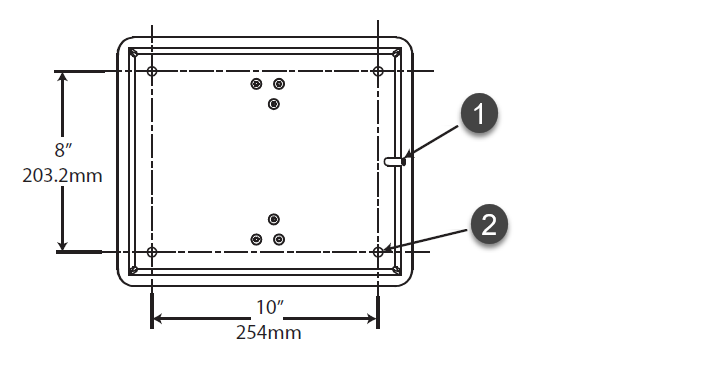 Diagram of the ClearID Self-Service Kiosk floor stand floor mount showing dimensions.