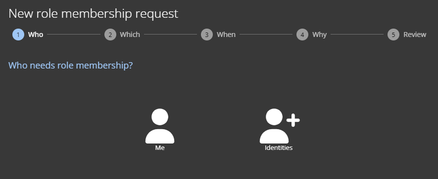 The Who section of the New role membership request dialog.