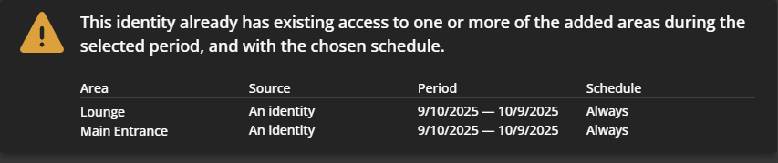 The duplicate access warning in the ClearID portal.