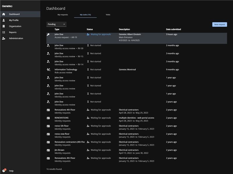 A list of pending tasks in the ClearID portal.
