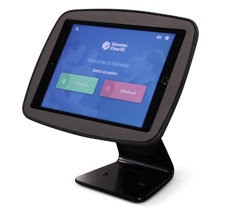 Soporte de mesa para ClearID Self-Service Kiosk.