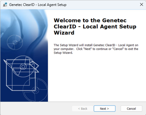 Assistant d'installation de l'agent local Genetec ClearID.