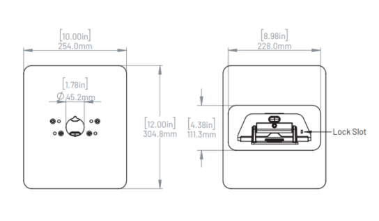 Diagram of the ClearID Self-Service Kiosk floor stand floor mount showing dimensions.