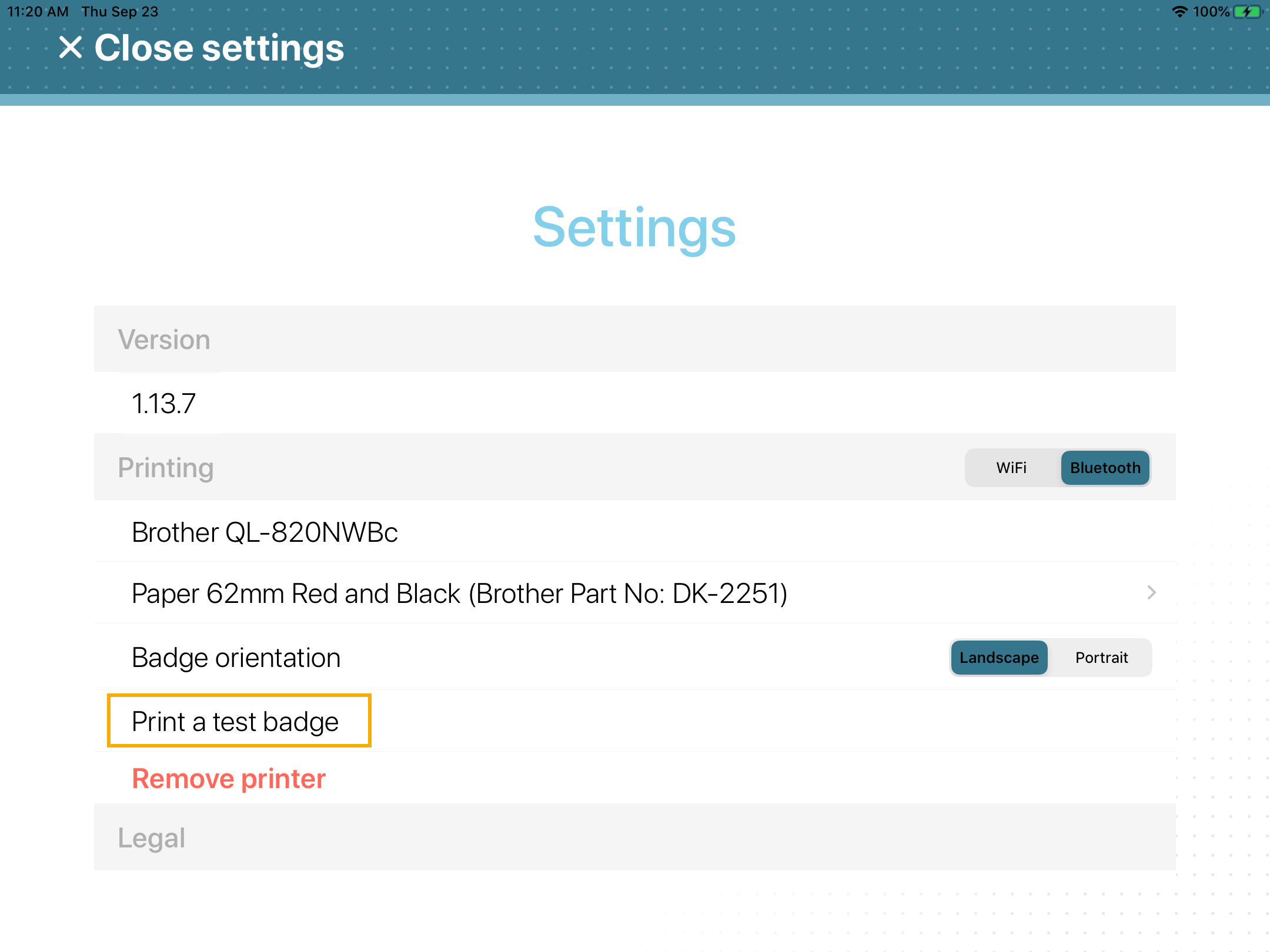 Settings page in the ClearID Self-Service Kiosk.