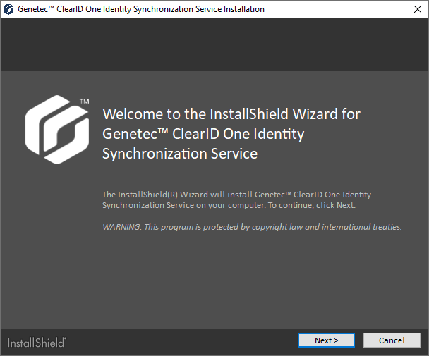 ClearID One Identity Synchronization Tool installation dialog showing InstallShield Wizard information.