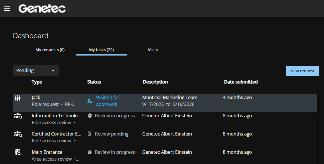 A list of pending tasks in the ClearID portal.