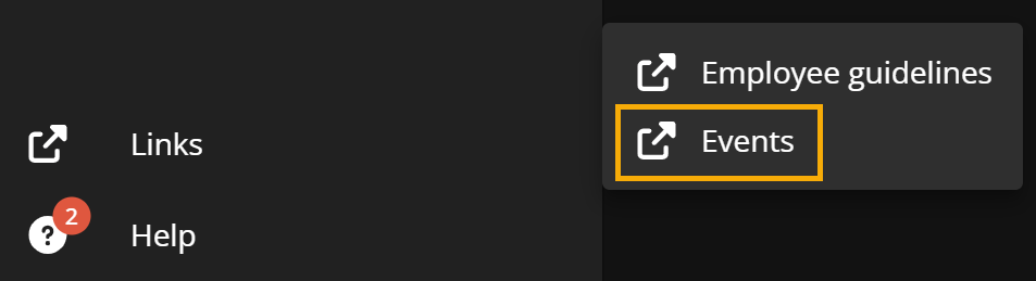 Captura de pantalla del portal web de ClearID que muestra un ejemplo del menú de enlaces con hiper-vínculos personalizados.