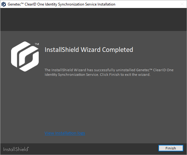 ClearID One Identity Synchronization Tool affichant les informations de fin d’installation dans l’assistant InstallShield.