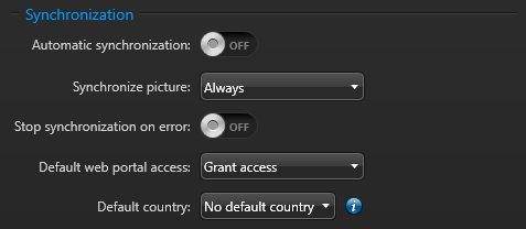 Section Réglages de synchronisation dans ClearID One Identity Synchronization Tool.