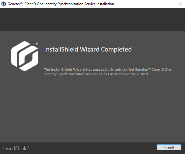 ClearID One Identity Synchronization Tool affichant les informations de fin d’installation dans l’assistant InstallShield.